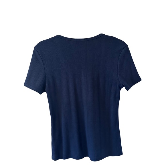 Tuckernuck Navy Ribbed Scoop Neck Short Sleeve Tee Shirt Medium NWT Preppy - Picture 5 of 6